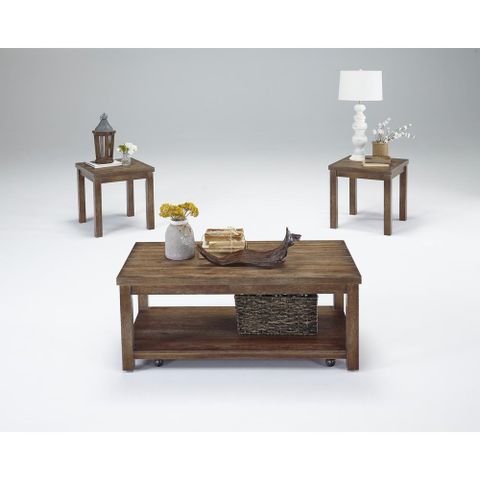 Progressive Furniture Silverton 3-Piece Driftwood Rectangle Wood Coffee ... within Silverton 3 Pack (Cocktail & 2 Ends) - Driftwood
